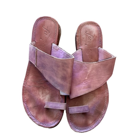 Free People Sant Antoni Leather Toe Loop Slide Sandals Lilac 10 - Picture 2 of 6